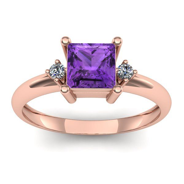 Inel de logodna cu ametist patrat