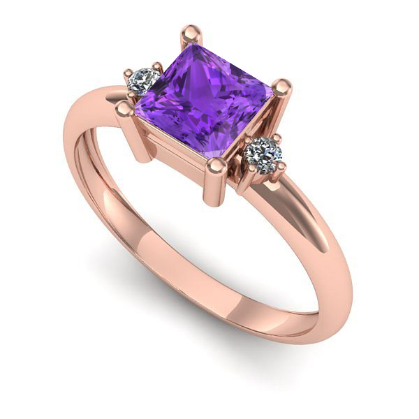 Inel din aur roz cu ametist