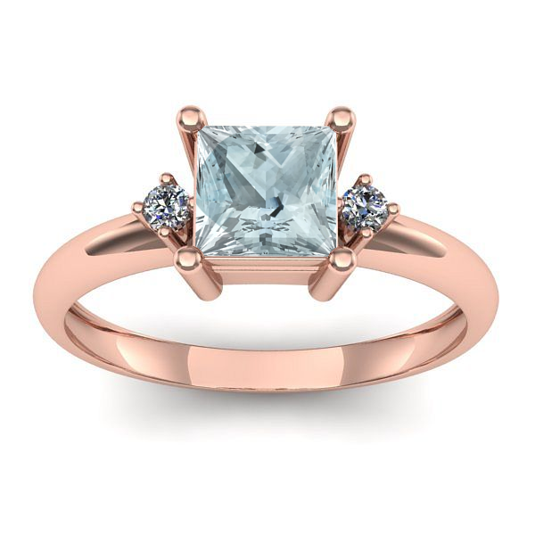 Inel de logodna cu aquamarin patrat