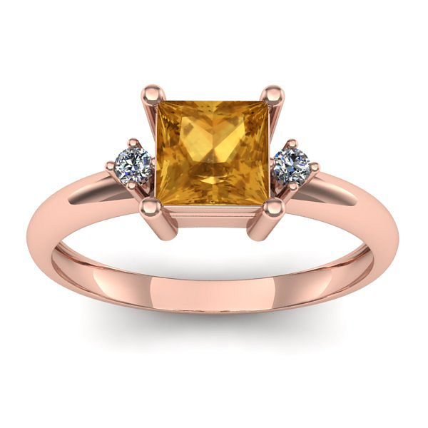 Inel cu citrin patrat