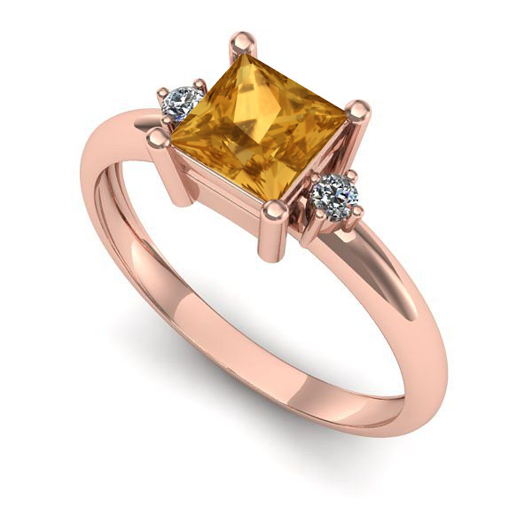 Inel din aur roz cu citrin