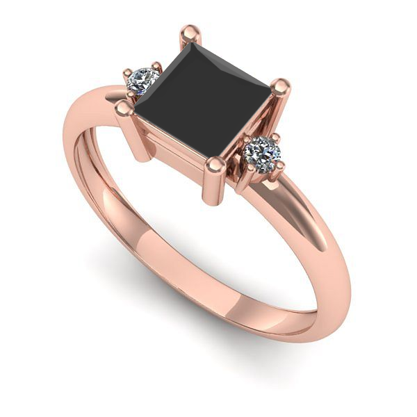 Inel din aur roz cu diamant negru