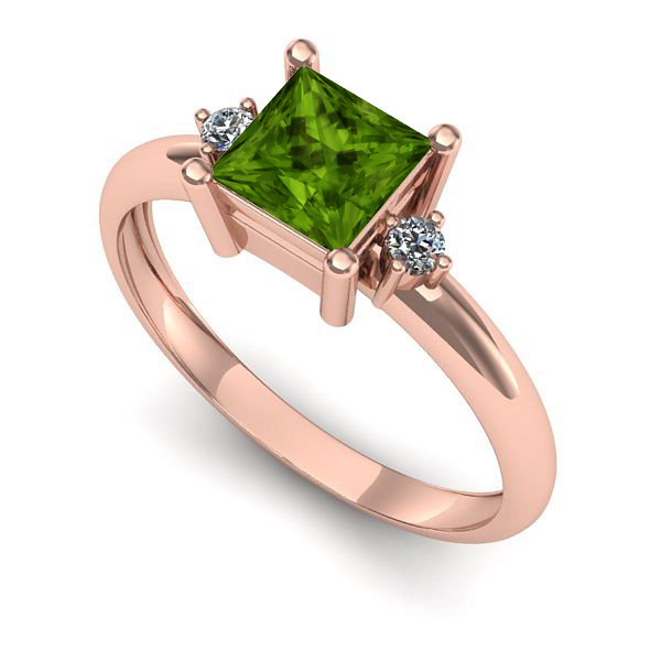 Inel logodna din aur roz cu peridot