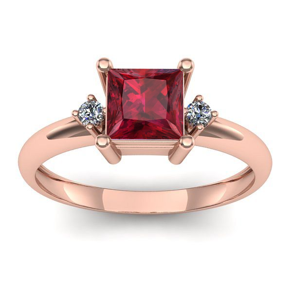 Inel de logodna cu rubin patrat