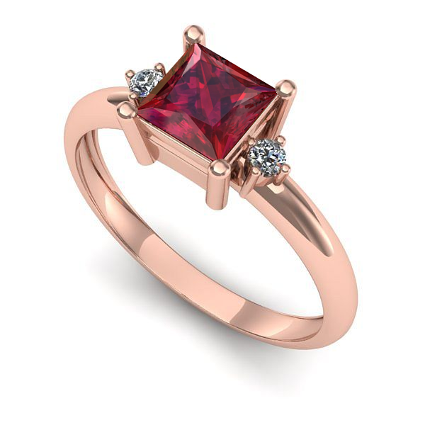 Inel din aur roz cu rubin