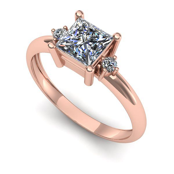 Inel logodna din aur roz cu safir alb