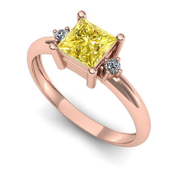 Inel logodna din aur roz cu safir galben