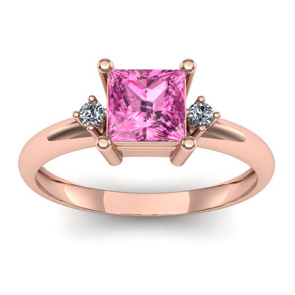 Inel cu safir roz patrat