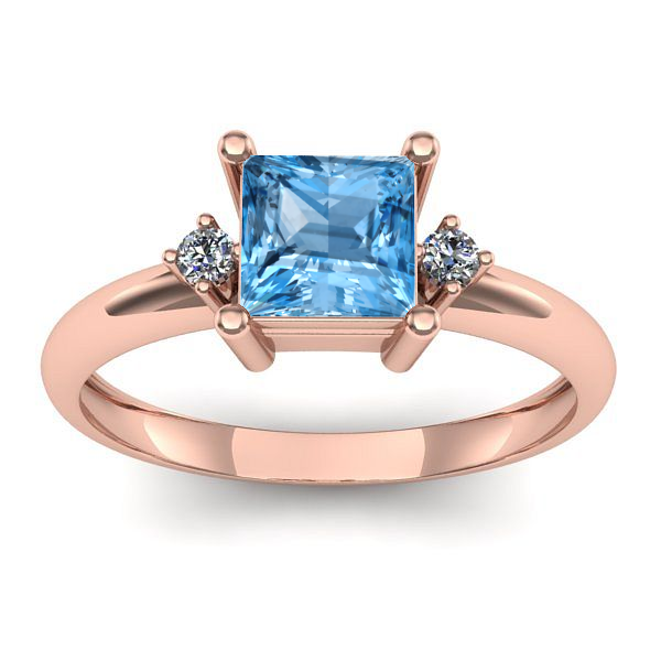 Inel logodna cu topaz blue patrat