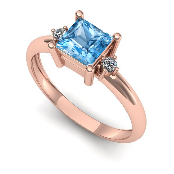 Inel din aur roz cu topaz blue