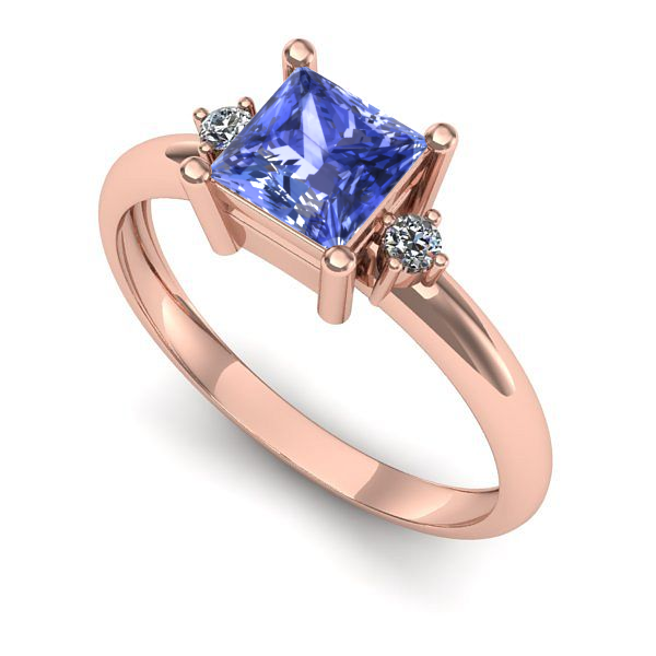 Inel de logodna din aur roz cu tanzanit