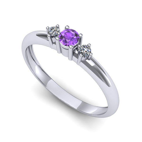Inel logodna din aur alb cu ametist
