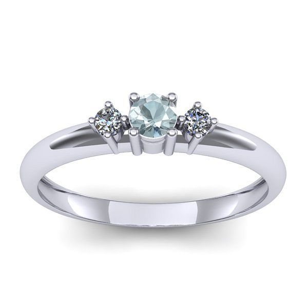 Inel cu aquamarin rotund