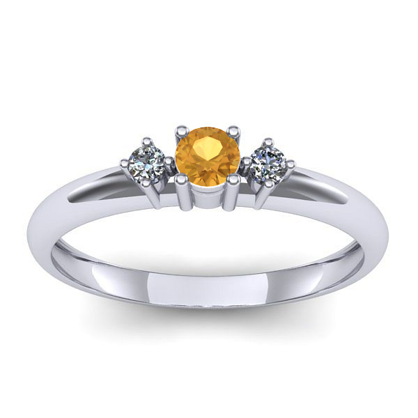 Inel cu citrin rotund