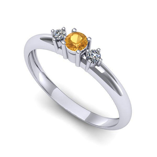 Inel logodna din aur alb cu citrin