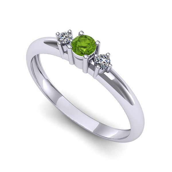 Inel de logodna din aur alb cu peridot