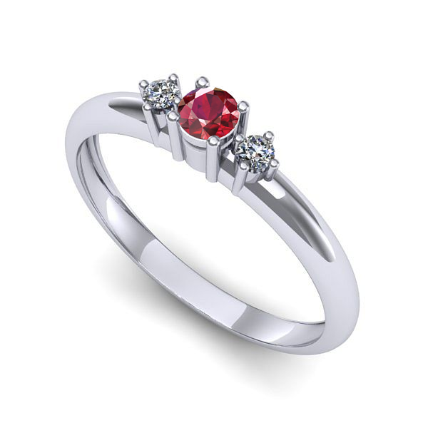 Inel din aur alb cu rubin