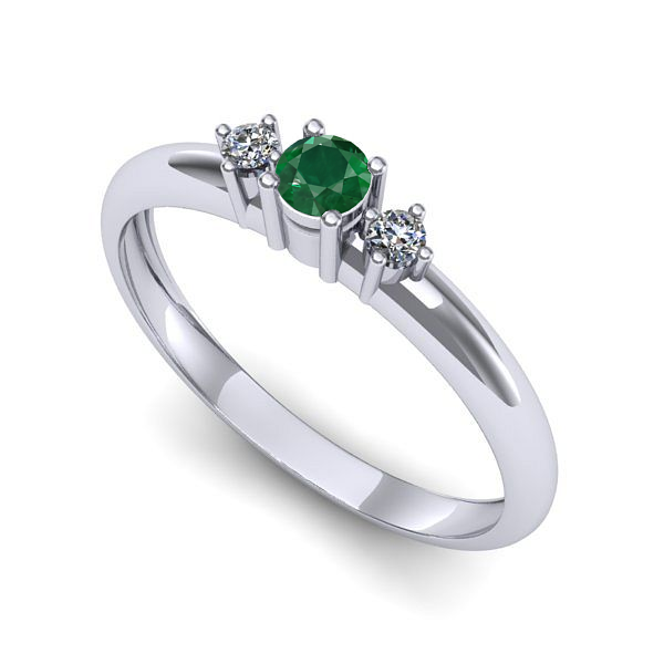 Inel din aur alb cu smarald