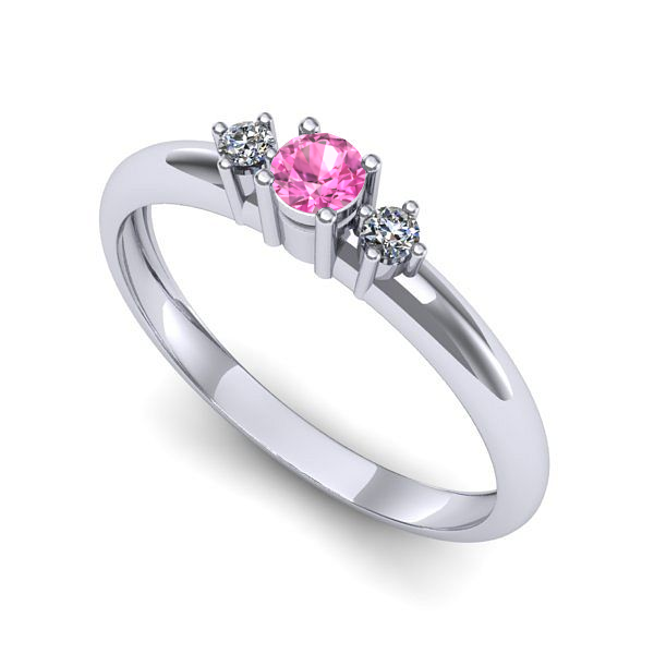 Inel de logodna din aur alb cu safir roz