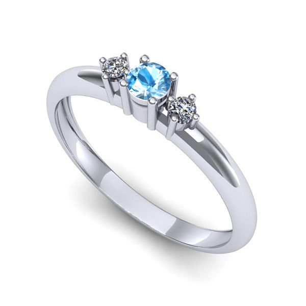 Inel din aur alb cu topaz blue