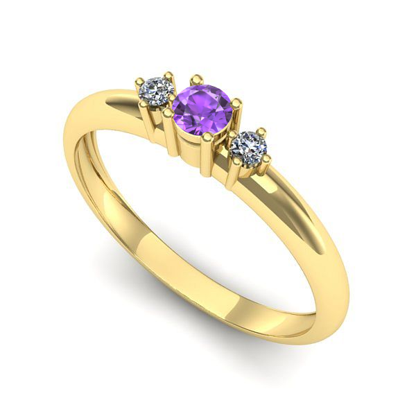 Inel de logodna din aur galben cu ametist
