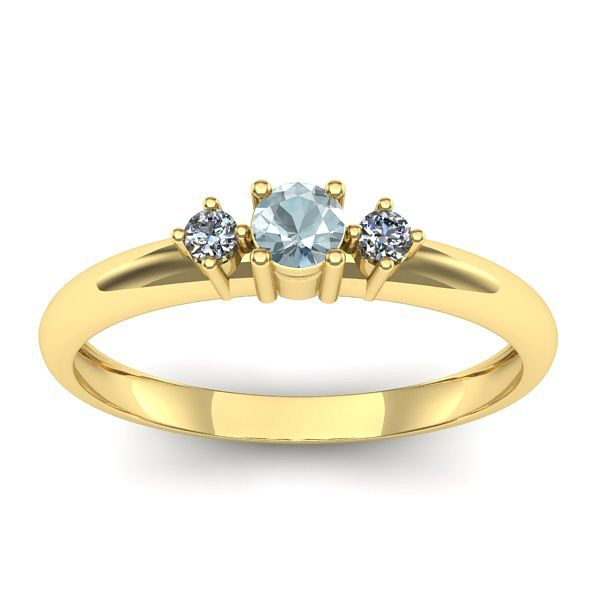 Inel de logodna cu aquamarin rotund