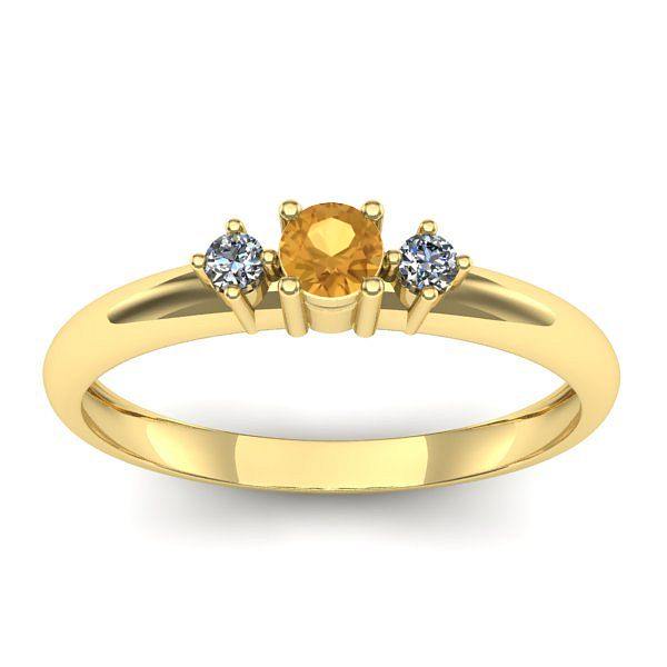 Inel logodna cu citrin rotund