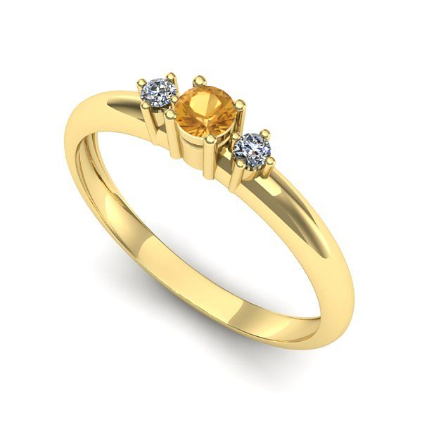 Inel logodna din aur galben cu citrin