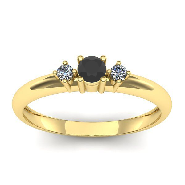 Inel logodna cu diamant negru rotund