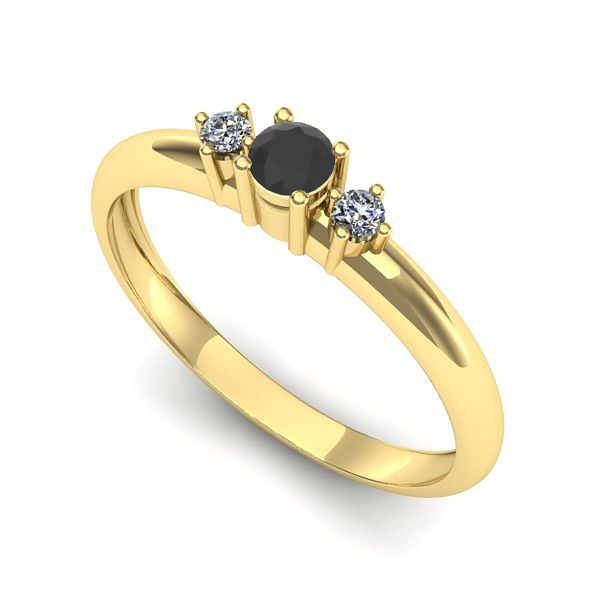 Inel din aur galben cu diamant negru