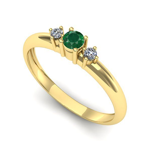 Inel logodna din aur galben cu smarald