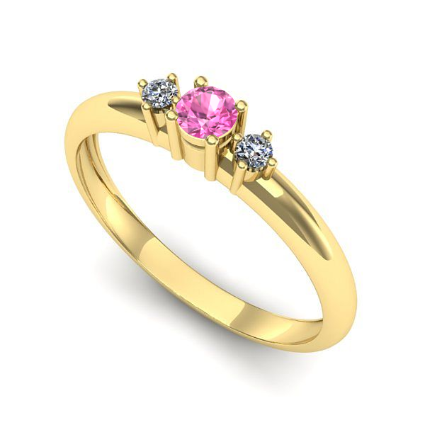 Inel logodna din aur galben cu safir roz