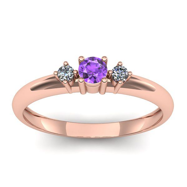 Inel logodna cu ametist rotund
