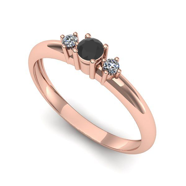 Inel logodna din aur roz cu diamant negru