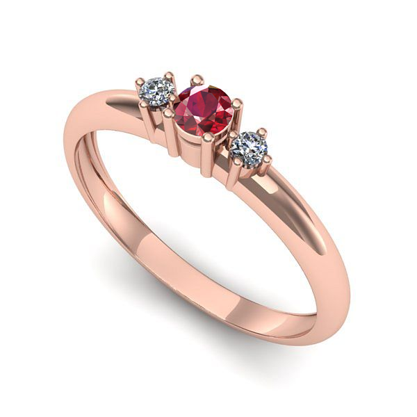 Inel de logodna din aur roz cu rubin
