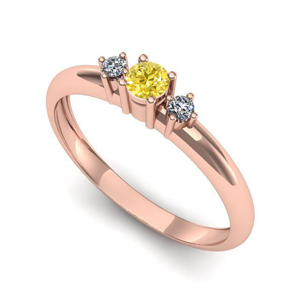 Inel de logodna din aur roz cu safir galben