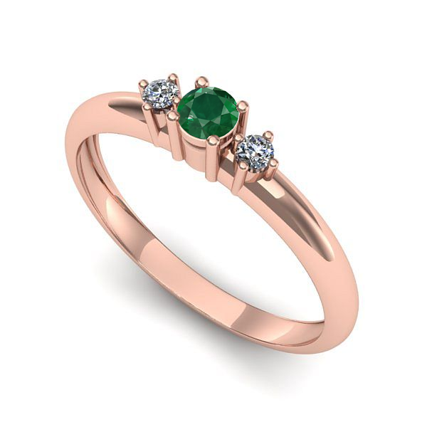 Inel logodna din aur roz cu smarald