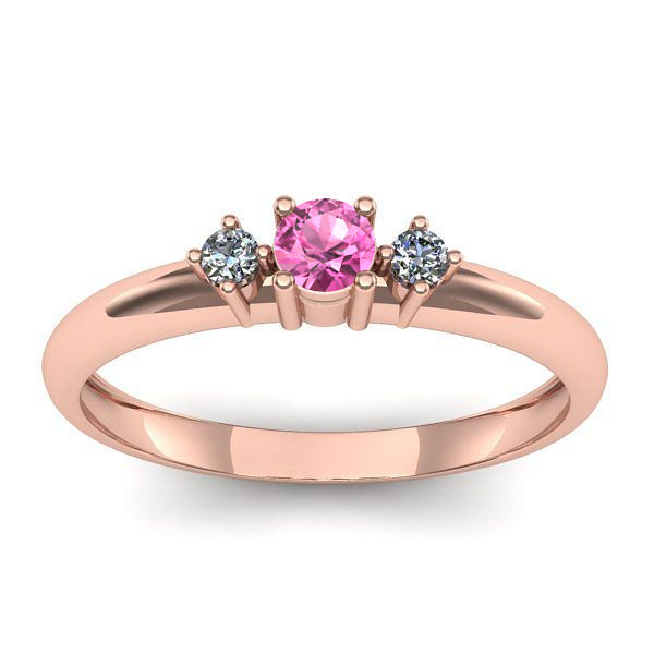 Inel logodna cu safir roz rotund