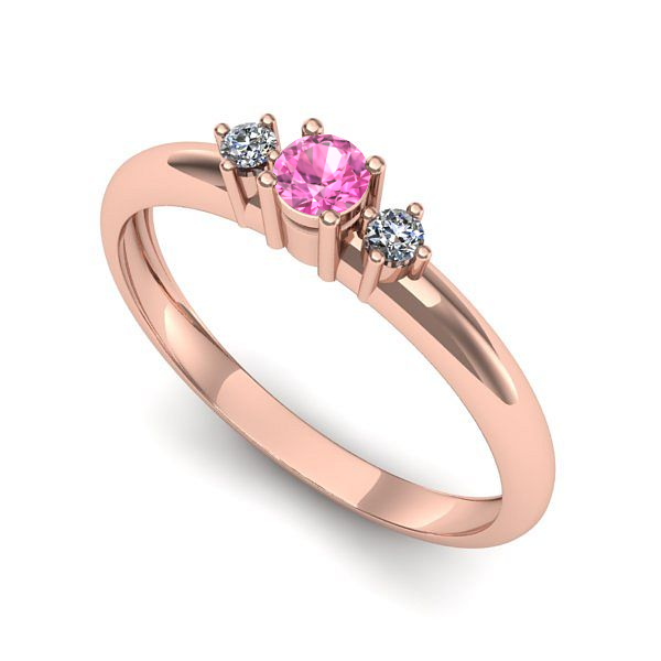Inel din aur roz cu safir roz
