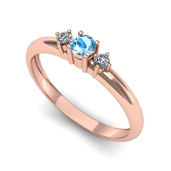 Inel de logodna din aur roz cu topaz blue