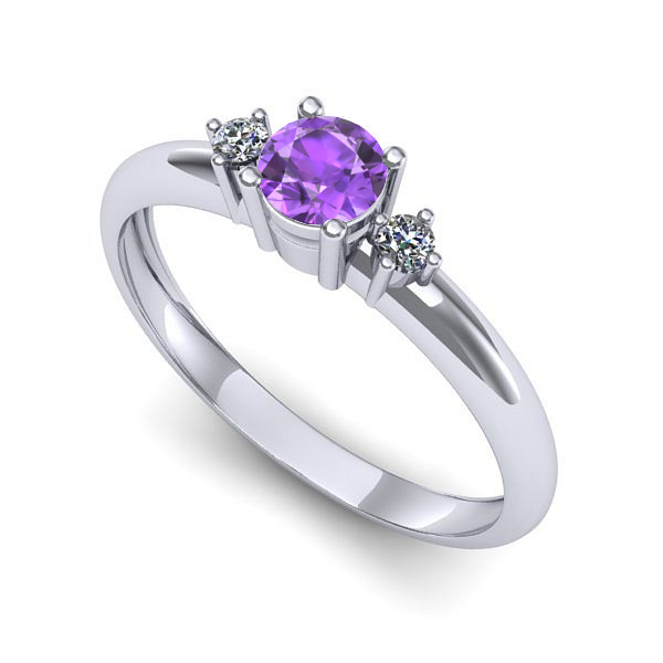 Inel din aur alb cu ametist