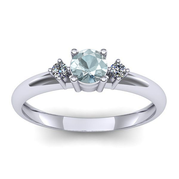 Inel cu aquamarin rotund