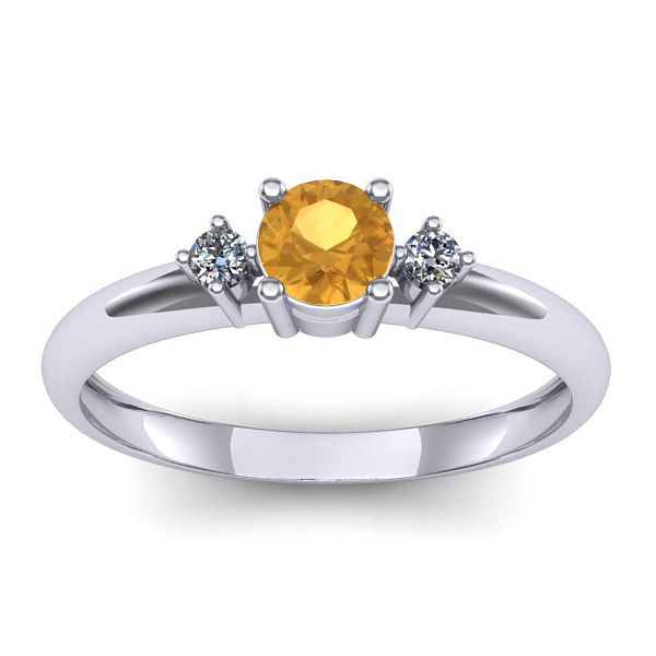 Inel logodna cu citrin rotund