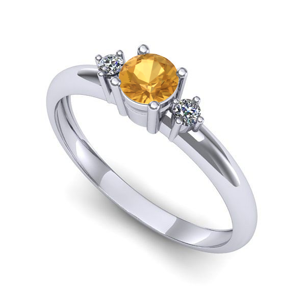 Inel de logodna din aur alb cu citrin