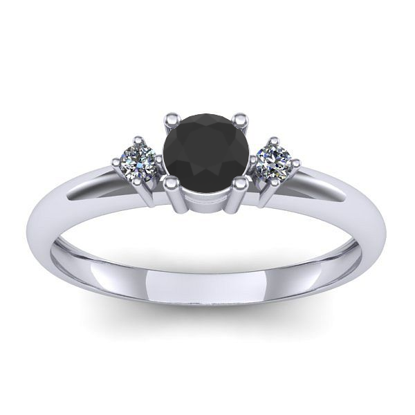 Inel logodna cu diamant negru rotund