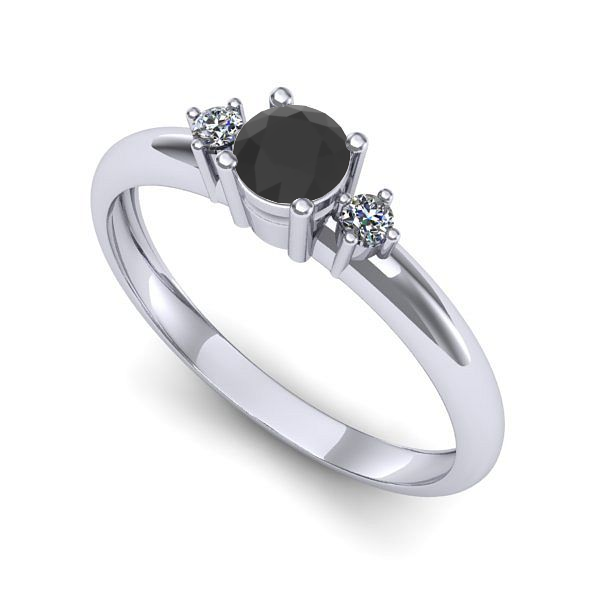 Inel logodna din aur alb cu diamant negru