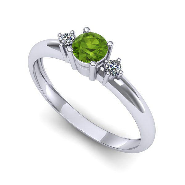 Inel logodna din aur alb cu peridot