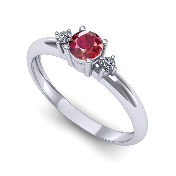 Inel de logodna din aur alb cu rubin