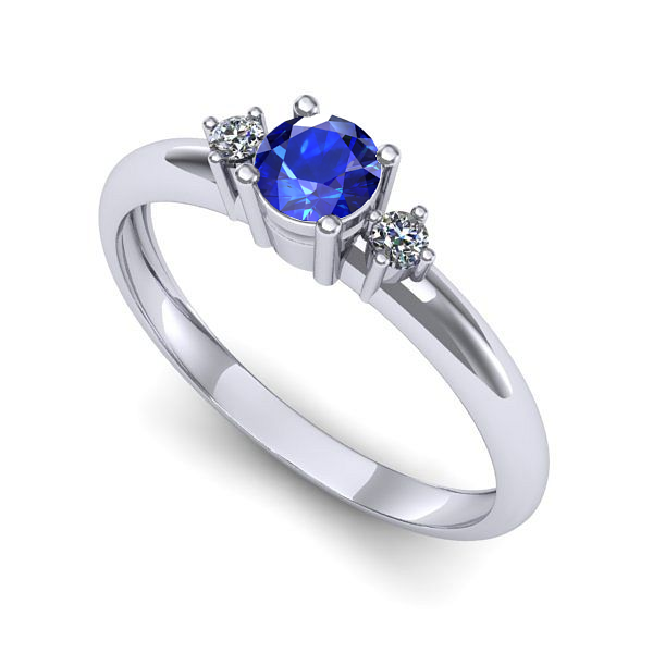 Inel de logodna din aur alb cu safir