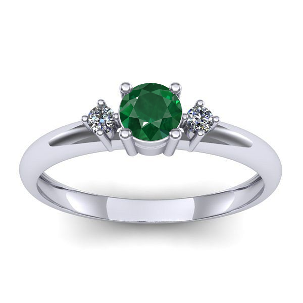 Inel de logodna cu smarald rotund